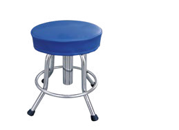 Stainless Steel Round Medical Stool — Round Blue Seat With Two Pictured Layouts