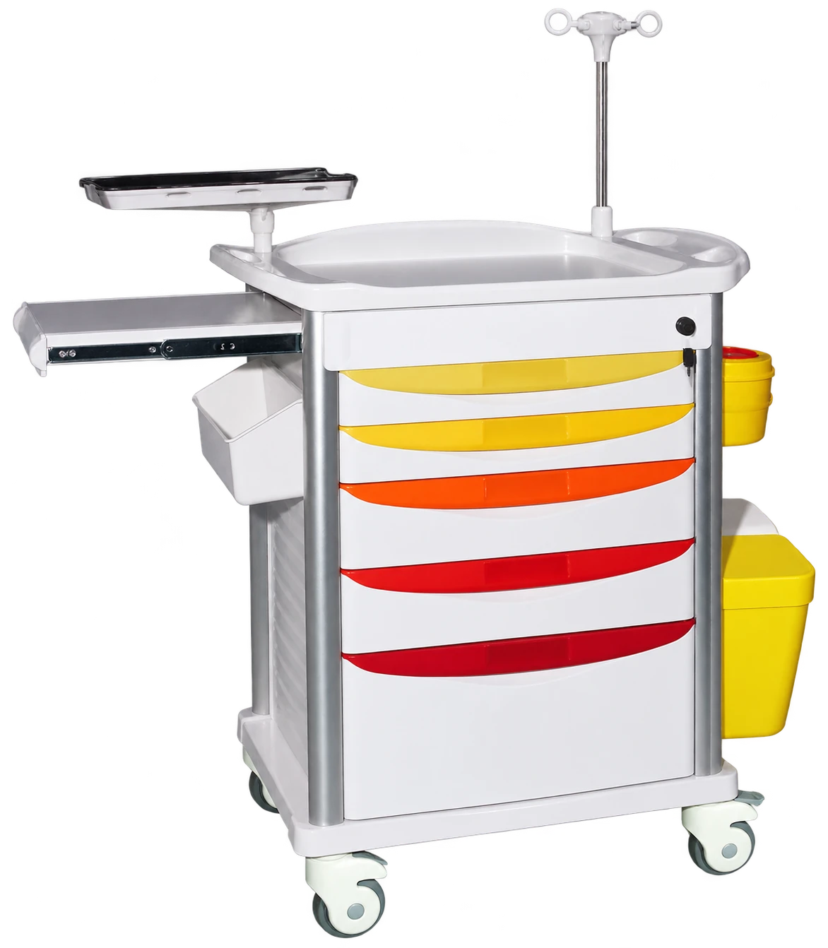 YC-P05 Five drawers with yellow-to-red handles emergency cart